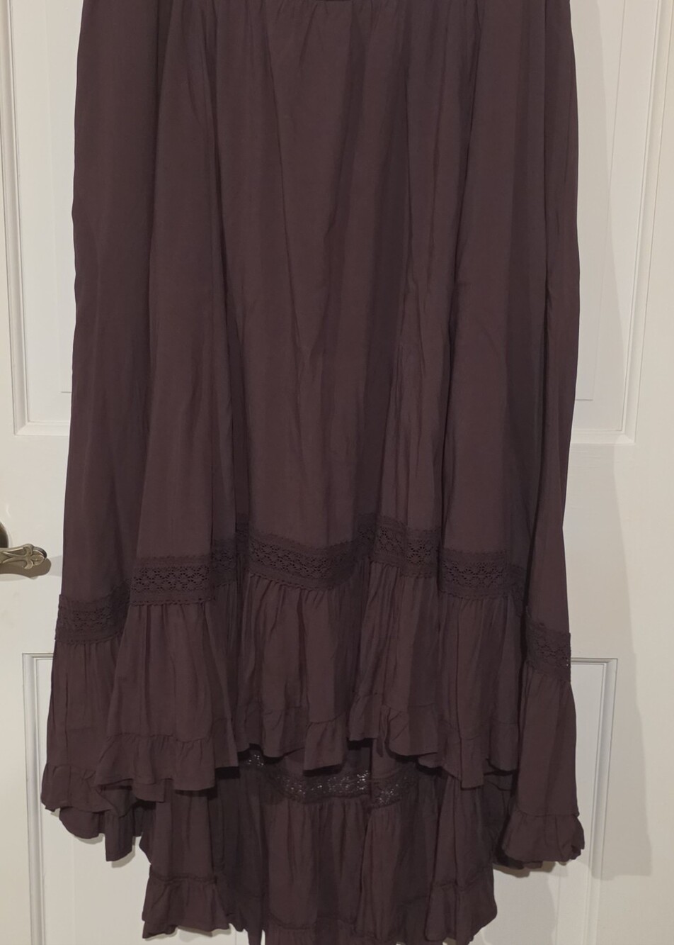 Torrid Boho Purple Ruffle Lace Hi-Low Maxi Skirt Size 2 (18/20)